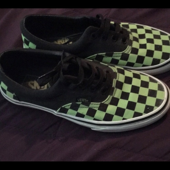 dark green checkered vans